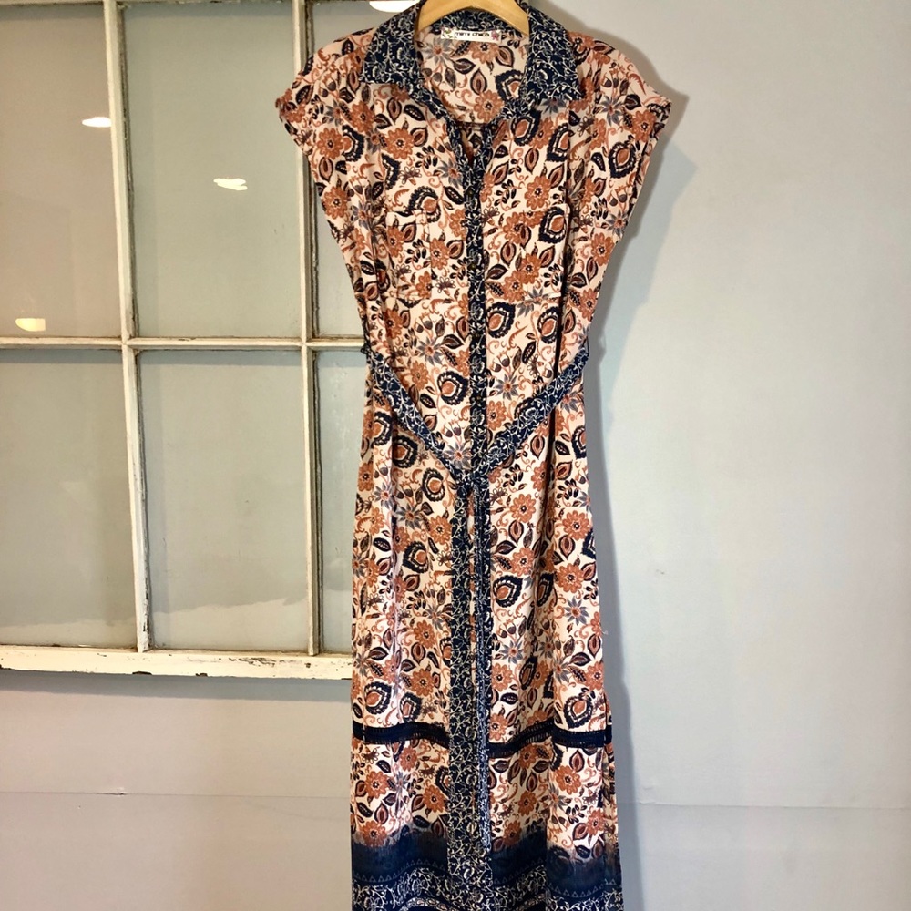Long Floral Modest Button up maxi dress